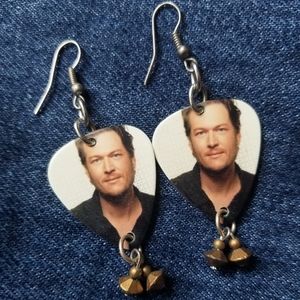 SOLD Blake Shelton guitar pick shaped earrings